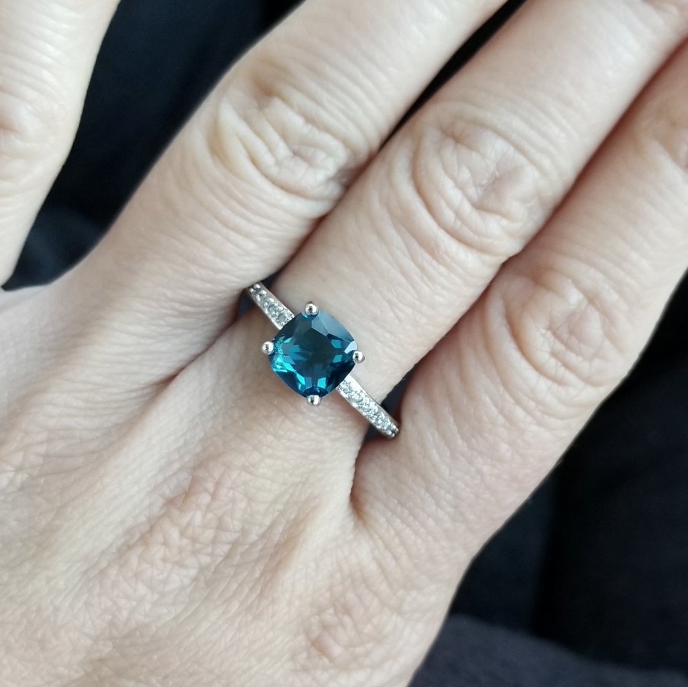 💎NEW💎 SILVER PEACOCK BLUE SAPPHIRE RING - Picture 8 of 13